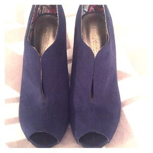 Christian Siriano blue suede heels